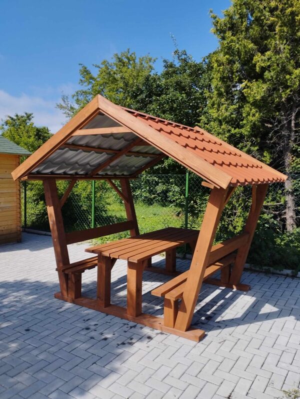 Lemeztetős kerti kiülő gyalult oszlopokkal - többféle méretben! - Image 3