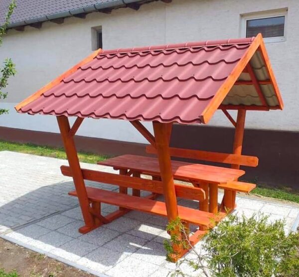Lemeztetős kerti kiülő rönkfából - többféle méretben! - Image 3