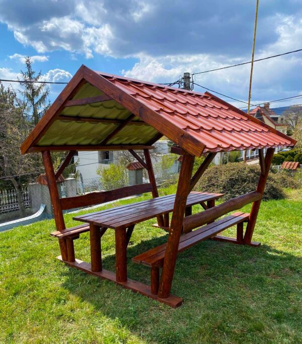 Lemeztetős kerti kiülő rönkfából - többféle méretben! - Image 2