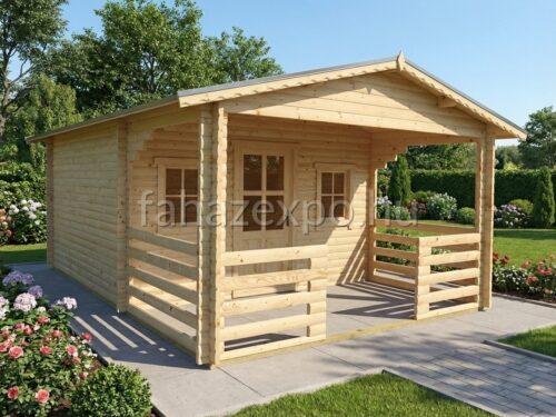 ÉVA rönk stílusú nagy faház, terasszal, 24 m²-es