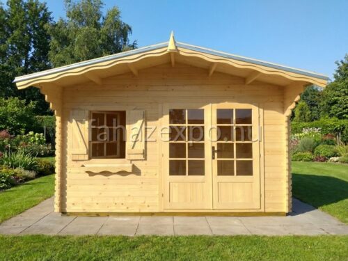 MÜNCHEN faház előtetővel alpesi - rusztikus stílusban, 12 m²-es