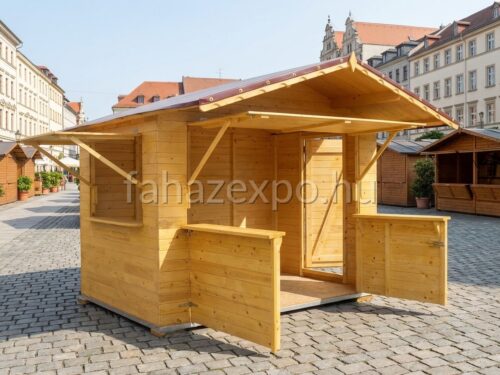 SZILVIA nyitható árusító faház - 2 kiszolgáló ablakkal, 6 m²-es