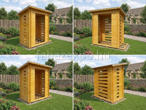 Tűzifa tároló 2 méteres, fedett - stabil fenyőfa szerkezettel